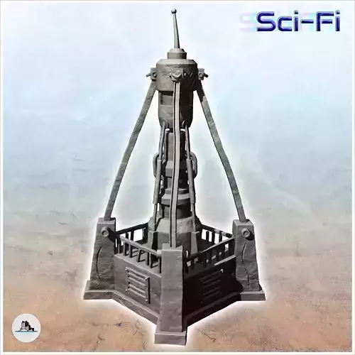 Relay station on platform with broadband antenna -11- 3D print model
