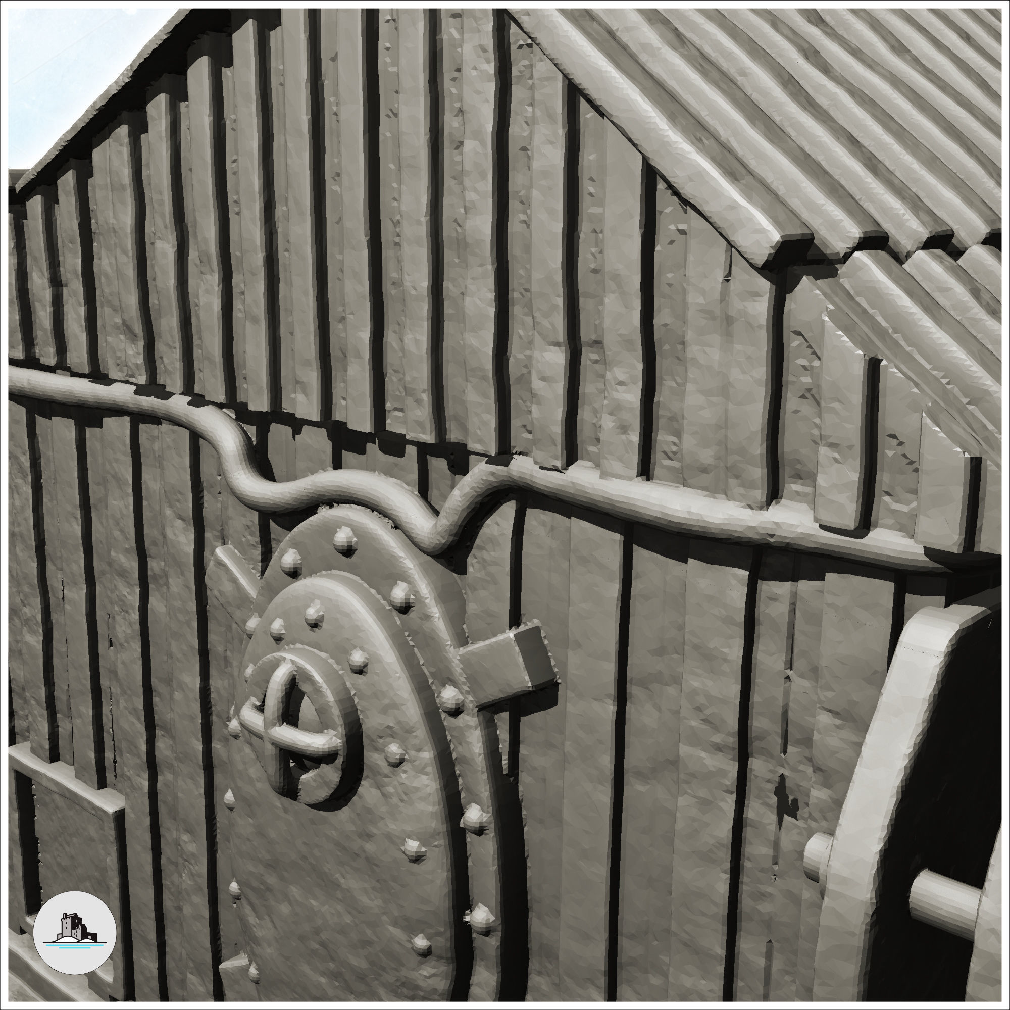 Post-apocalyptic building on two levels with supply pipes -4- 3D print model_7