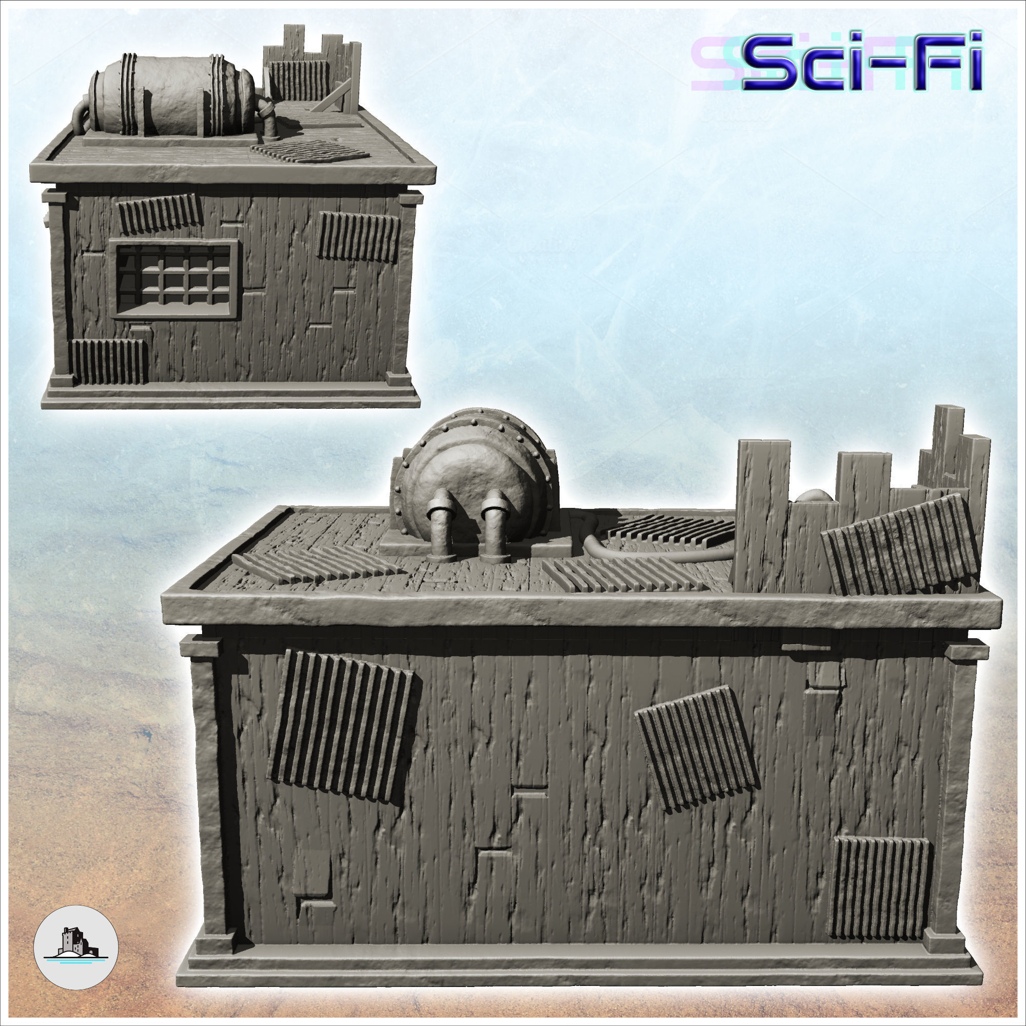 House with window and generator on roof -8- 3D print model_2