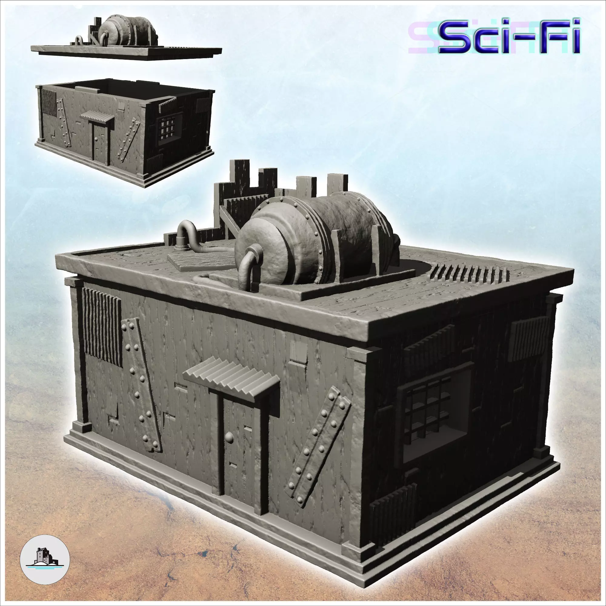 House with window and generator on roof -8- 3D print model_0