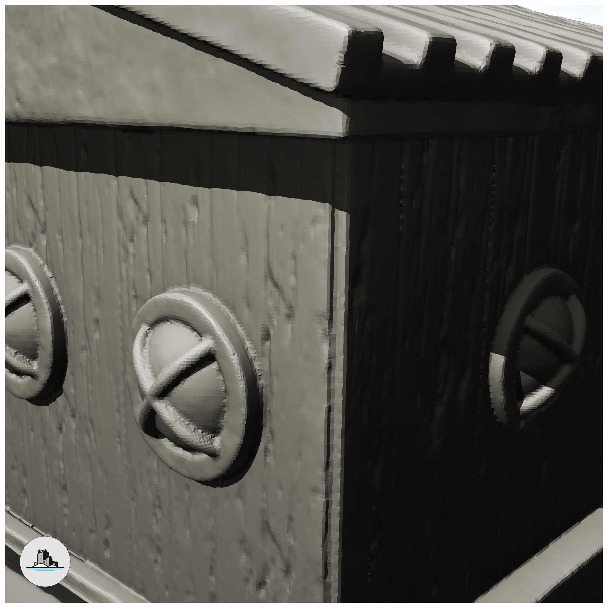 Container-based workshop with large central chimney -6- 3D print model_7