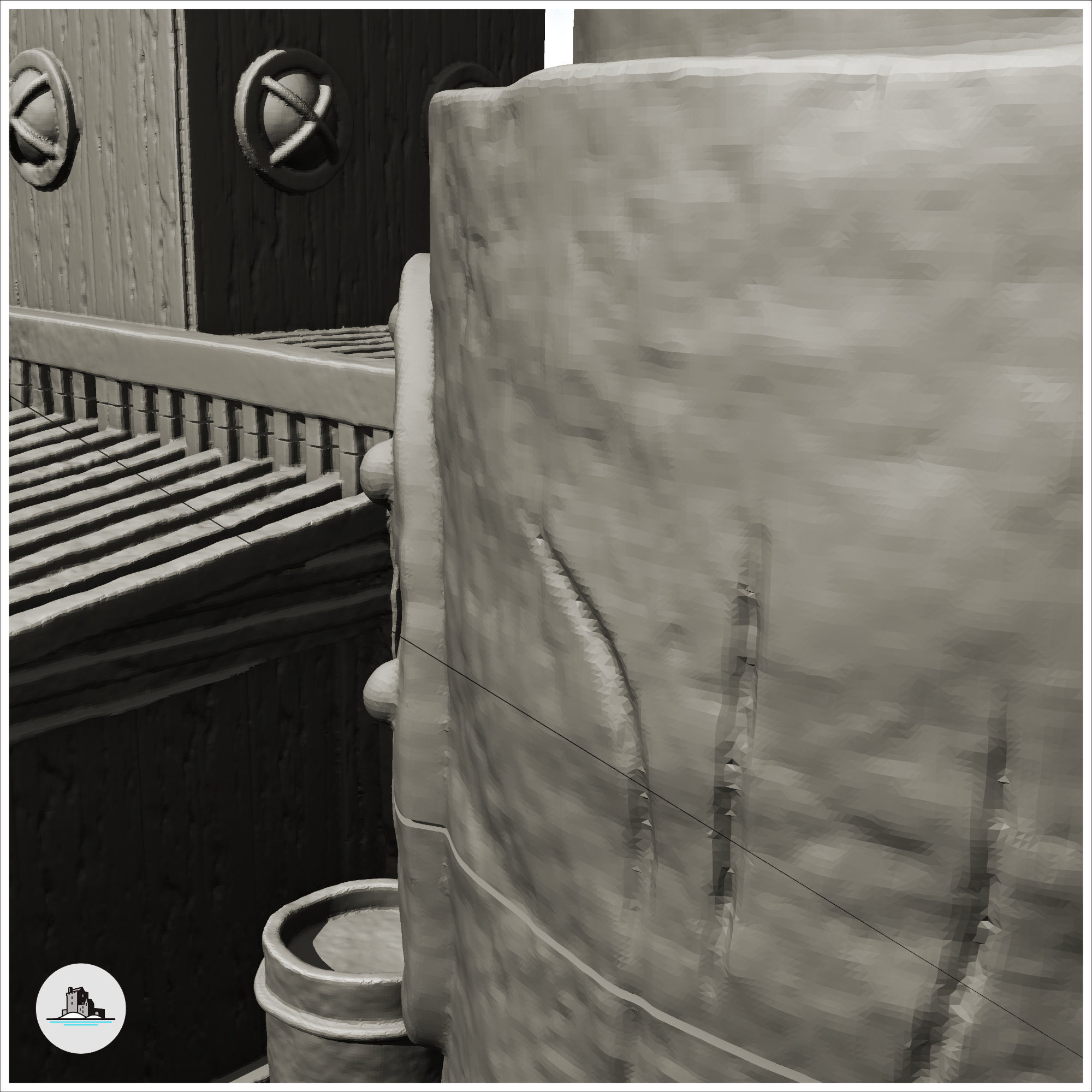 Container-based workshop with large central chimney -6- 3D print model_5