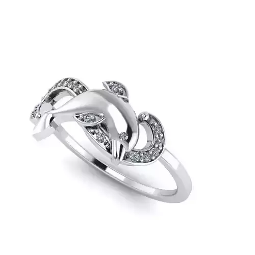 Dolphin ring with diamonds 3D print model