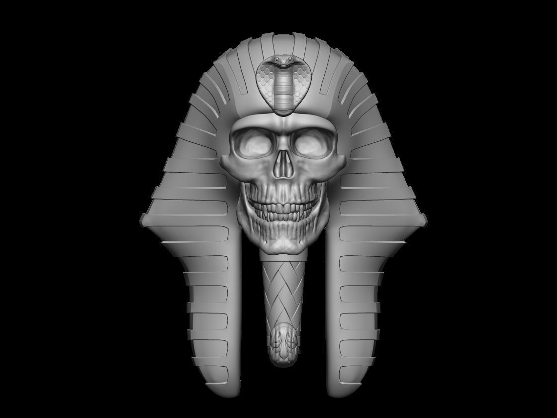 Egyptian Pharaoh skull 3D print model_1