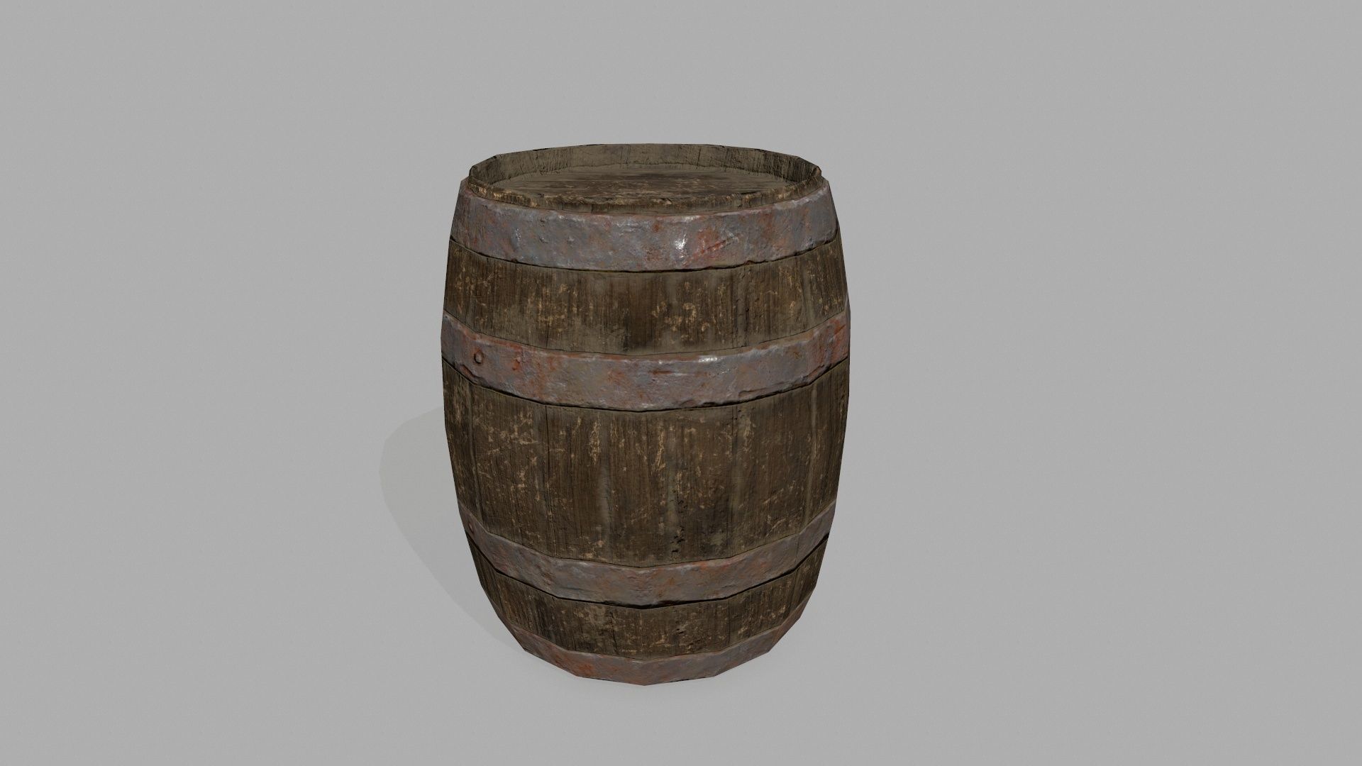 Wooden Barrel Low-poly 3D model_3