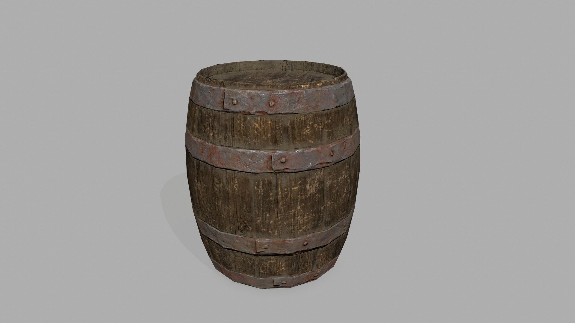 Wooden Barrel Low-poly 3D model_1