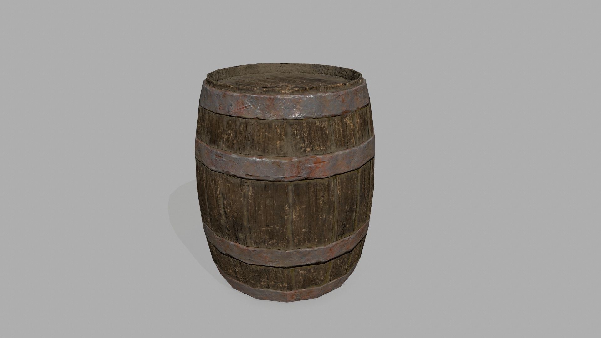 Wooden Barrel Low-poly 3D model_4