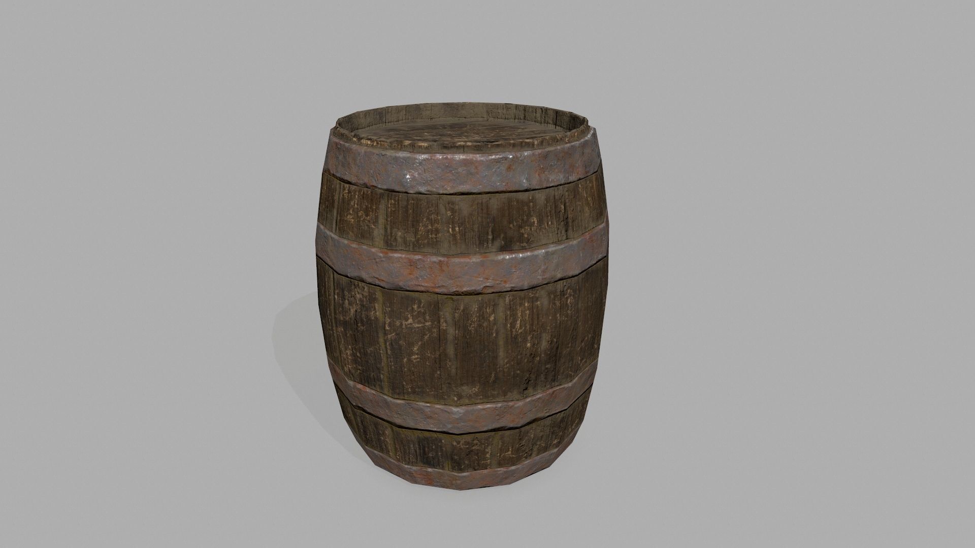 Wooden Barrel Low-poly 3D model_6