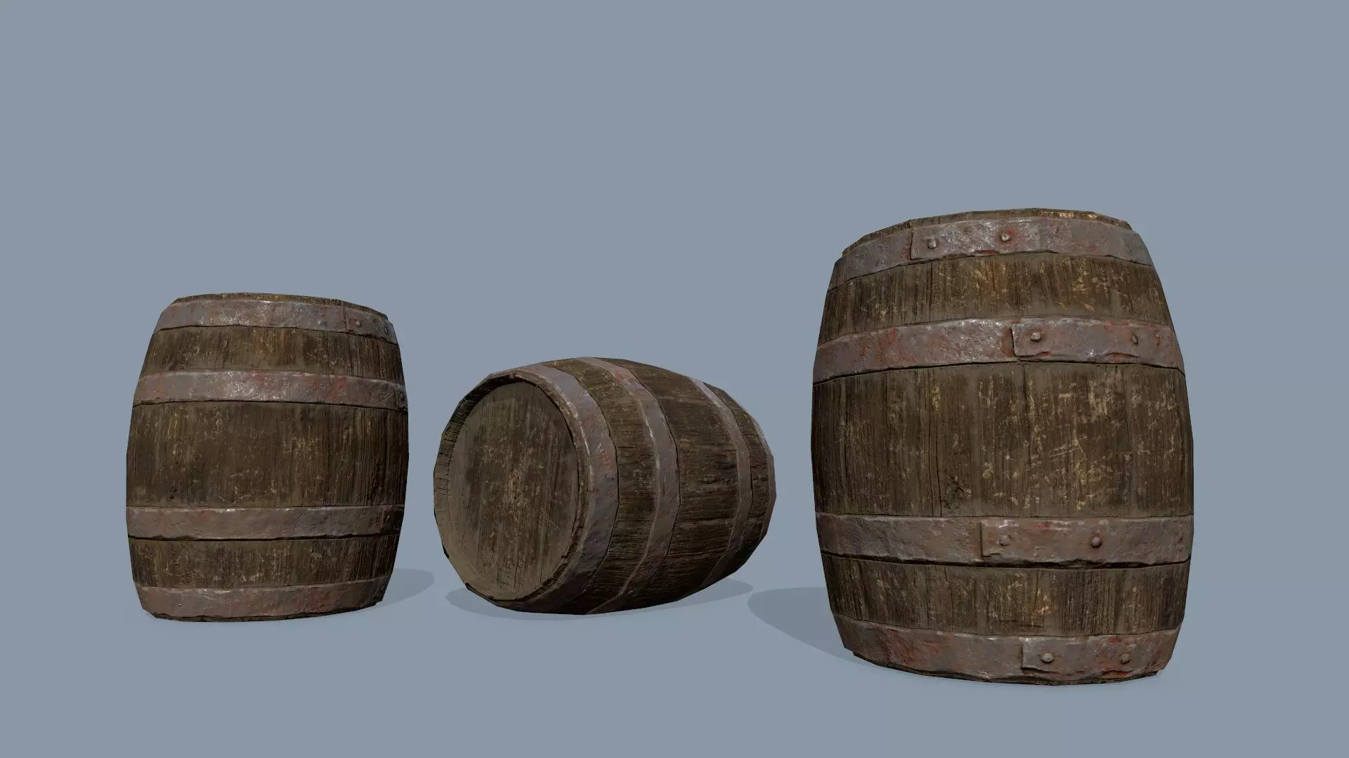 Wooden Barrel Low-poly 3D model_0