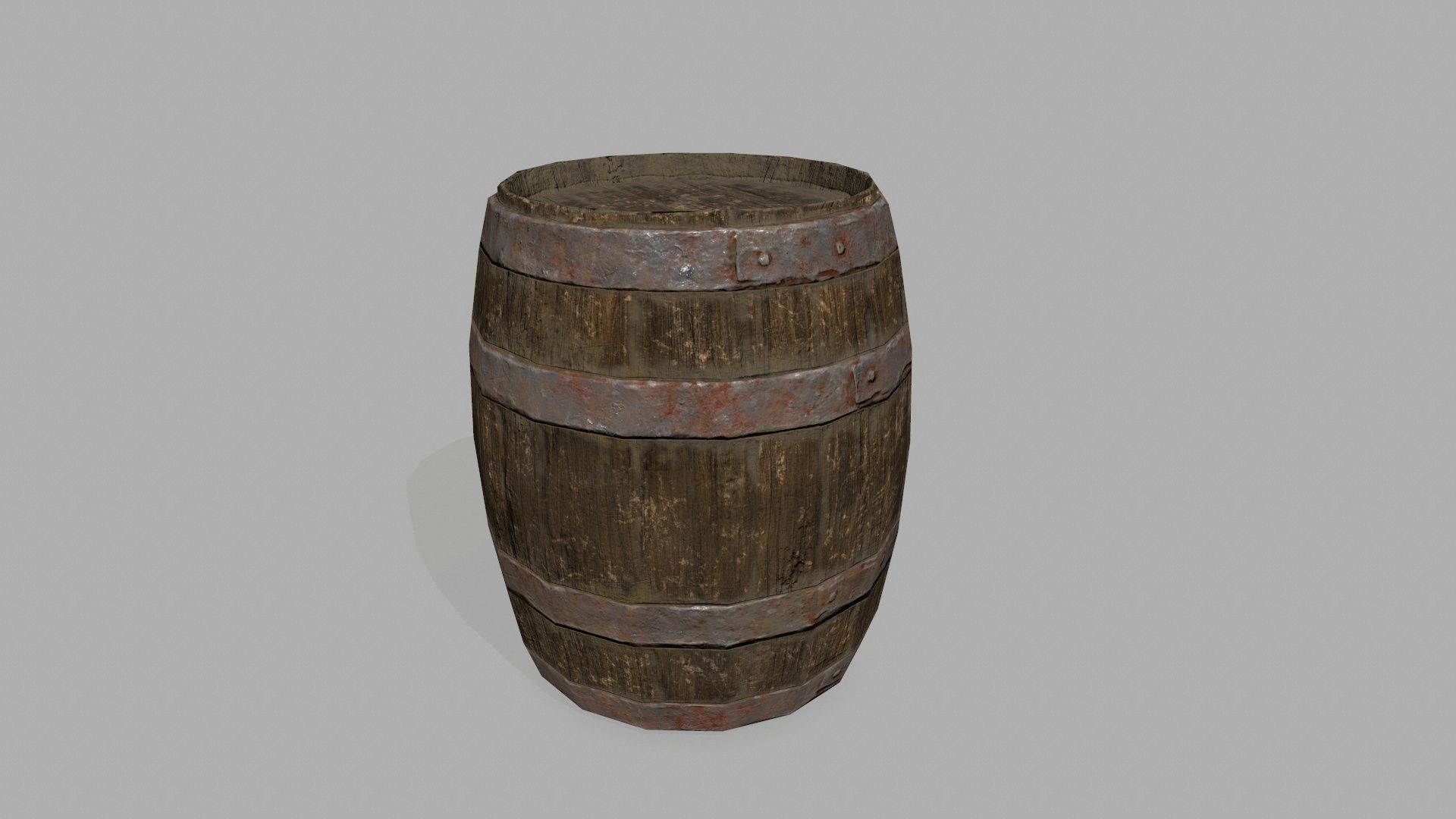 Wooden Barrel Low-poly 3D model_7