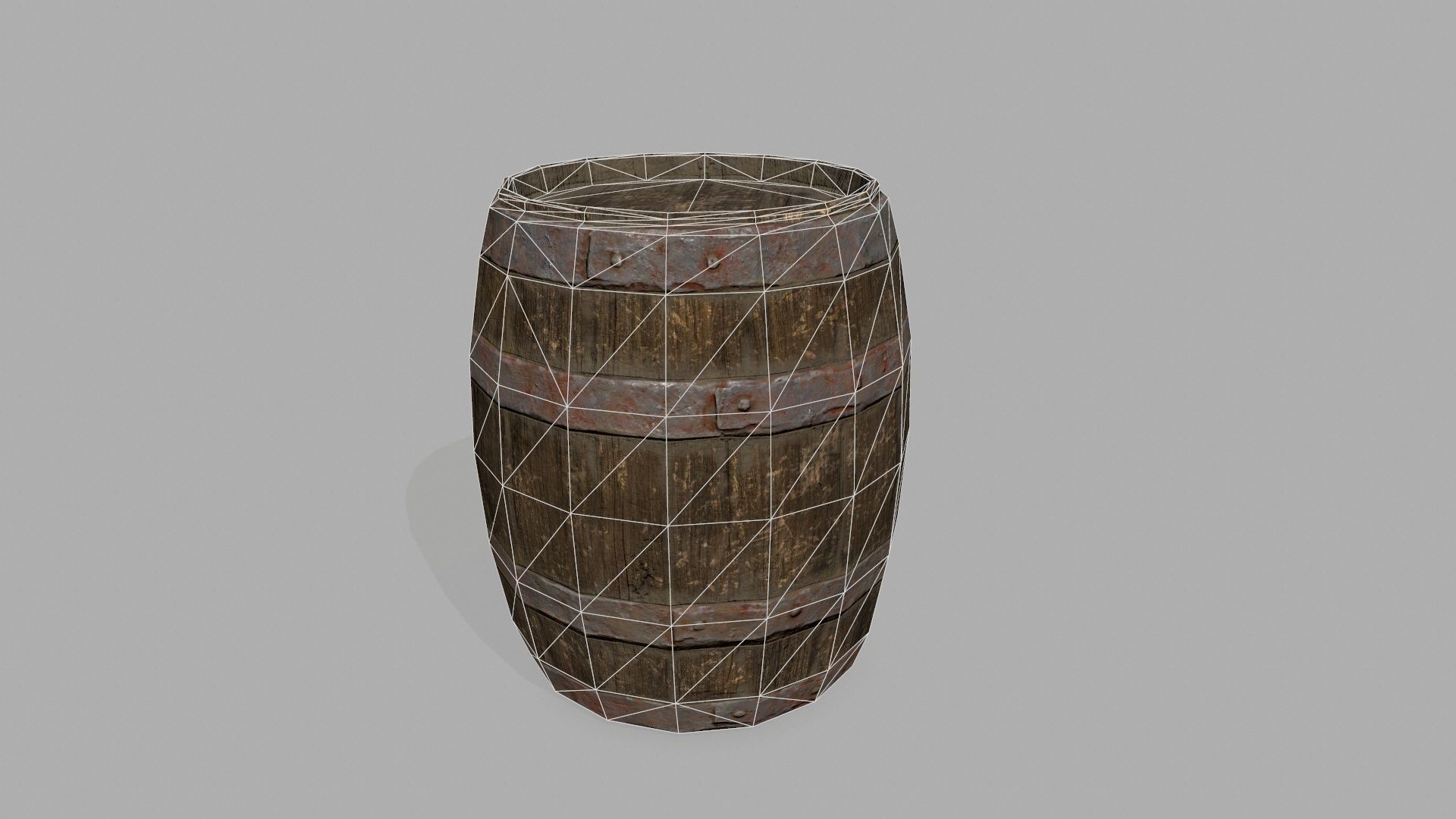 Wooden Barrel Low-poly 3D model_8