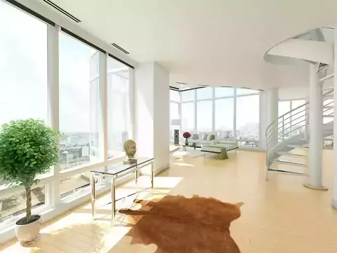 Sunny Luxurious White Apartment With Fireplace