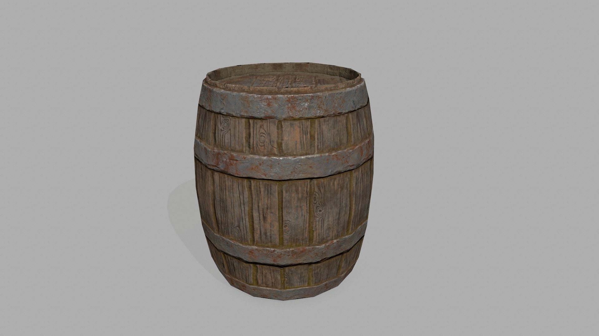 Wooden Barrel Low-poly 3D model_4