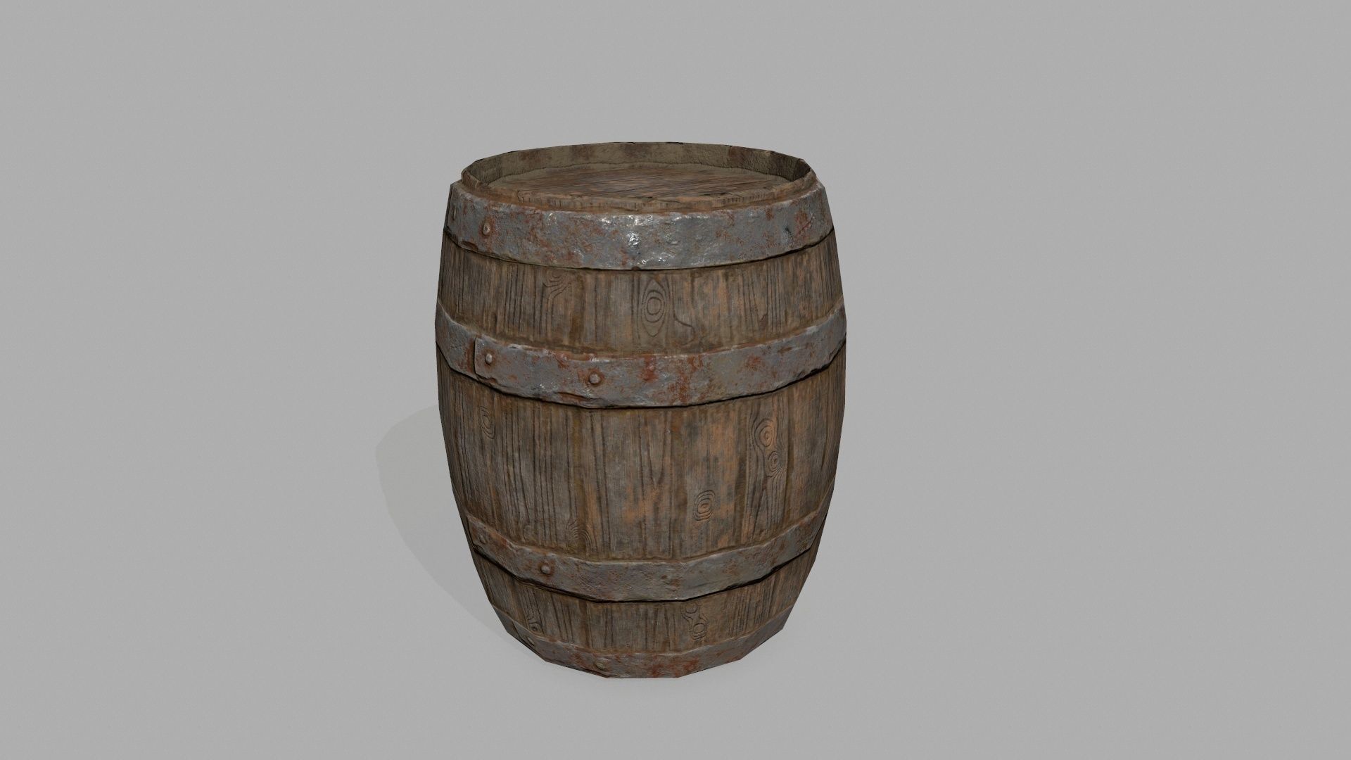 Wooden Barrel Low-poly 3D model_2