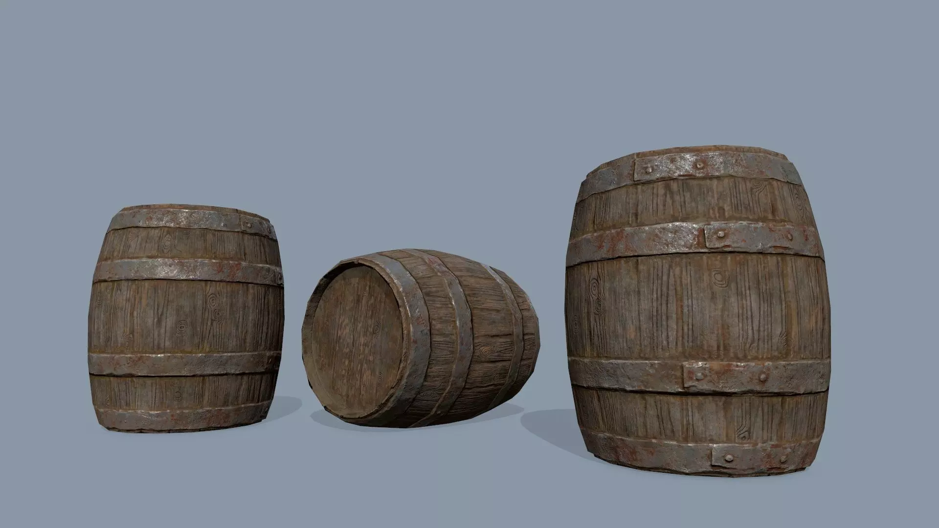 Wooden Barrel Low-poly 3D model_0
