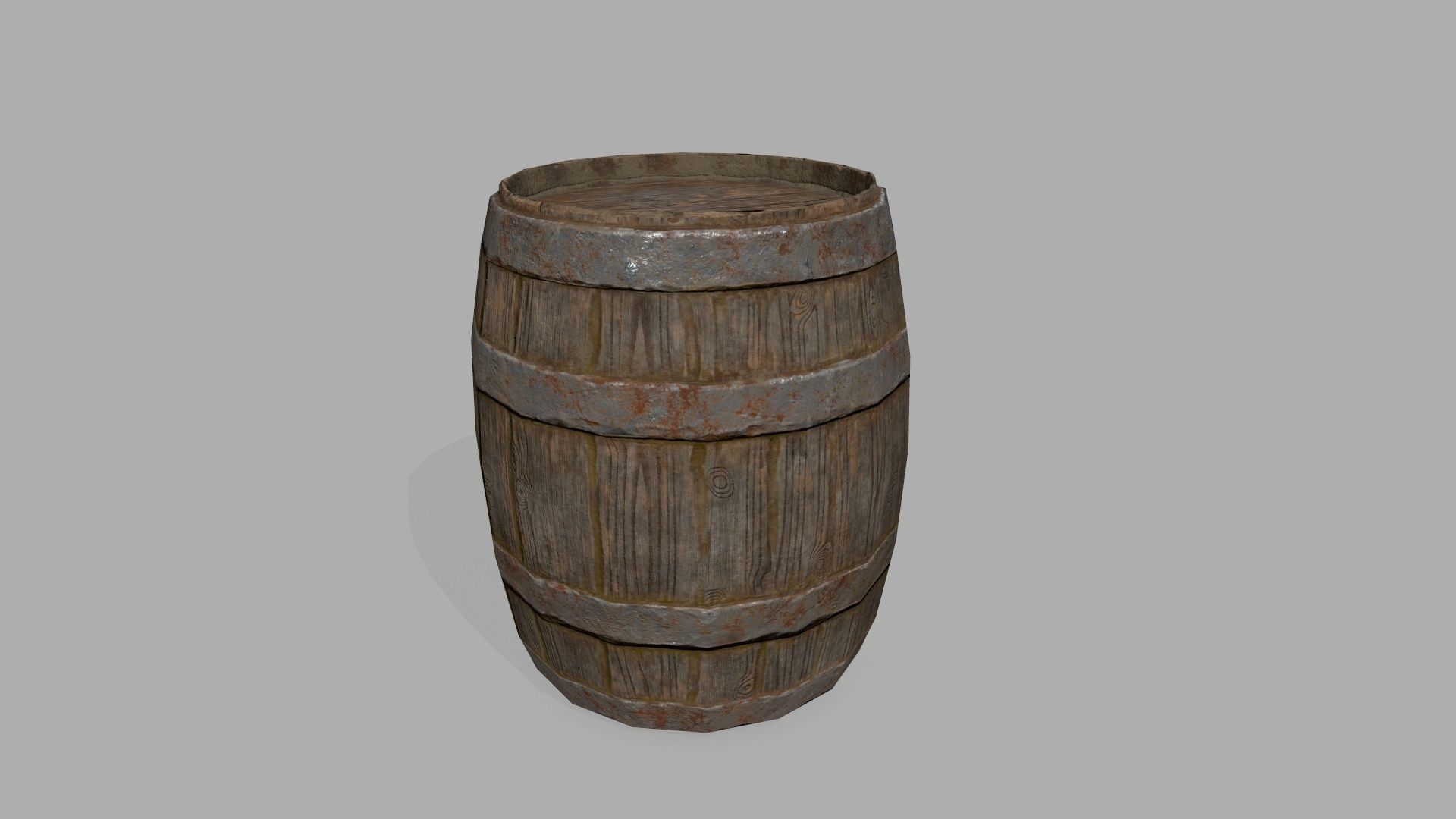 Wooden Barrel Low-poly 3D model_5