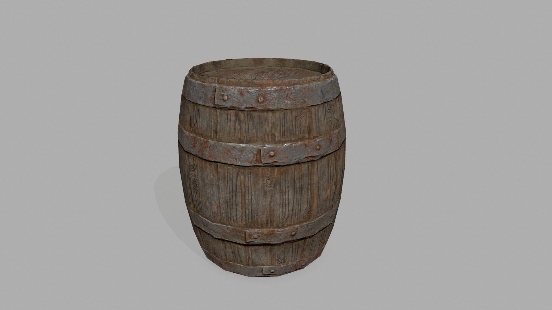 Wooden Barrel Low-poly 3D model_1