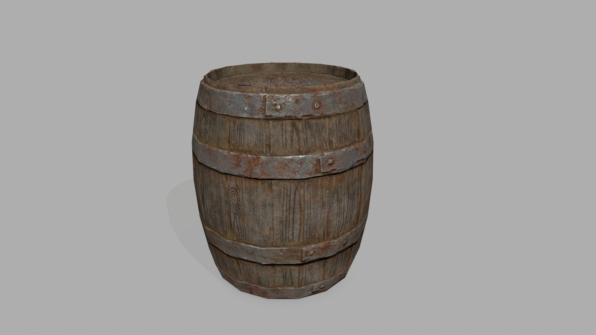 Wooden Barrel Low-poly 3D model_7