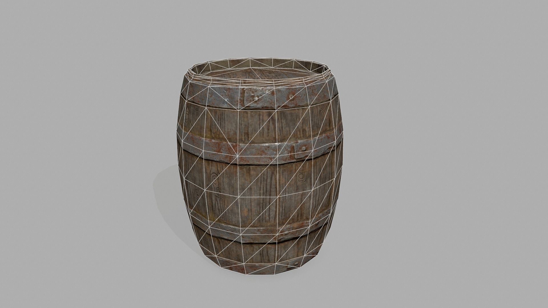 Wooden Barrel Low-poly 3D model_8