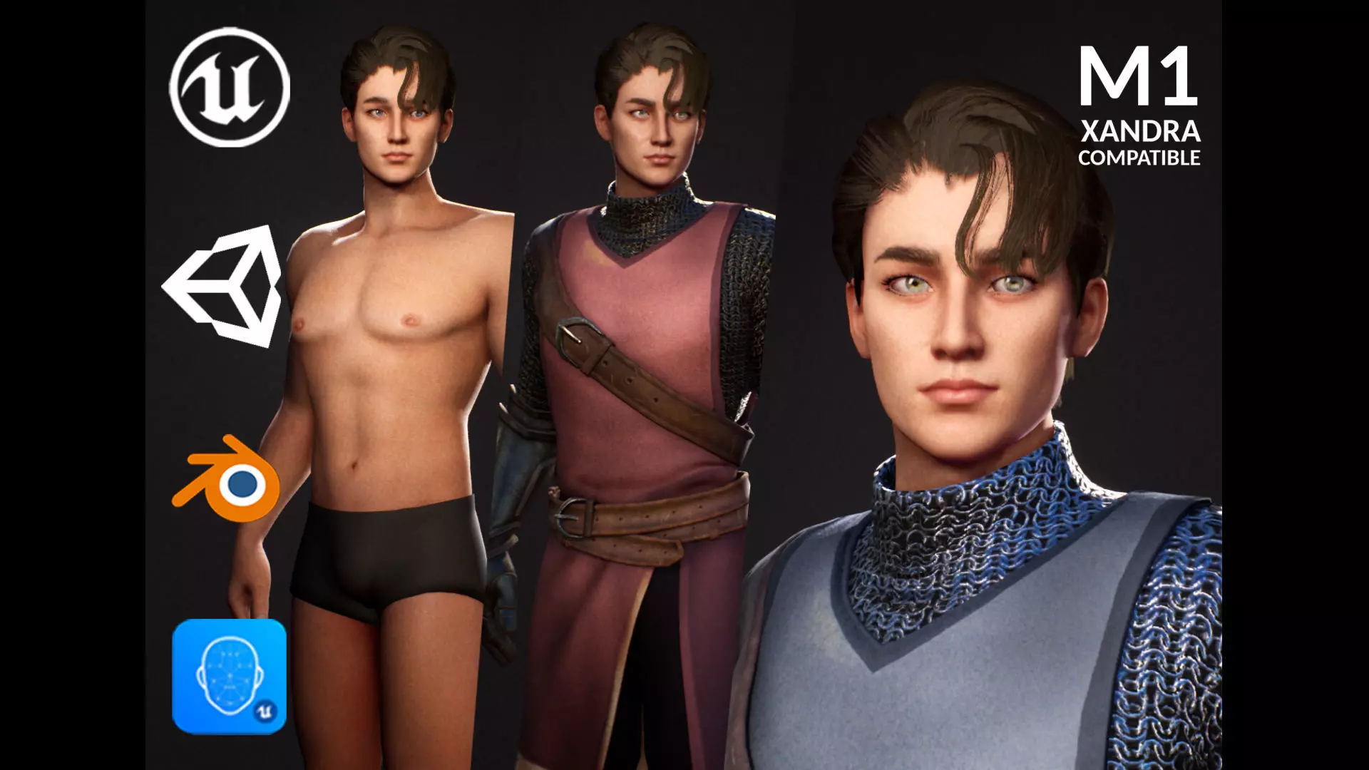 M1 Warrior Guy Flynn - Customizable Game Character Low-poly 3D model_0