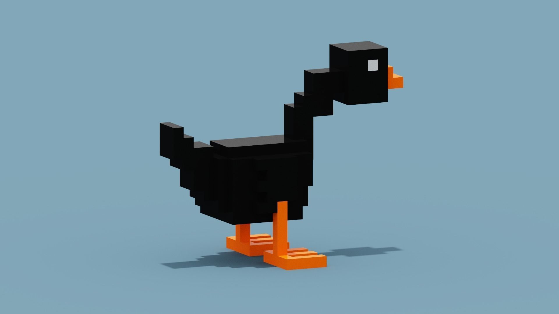 Voxel Black Goose Low-poly 3D model_6