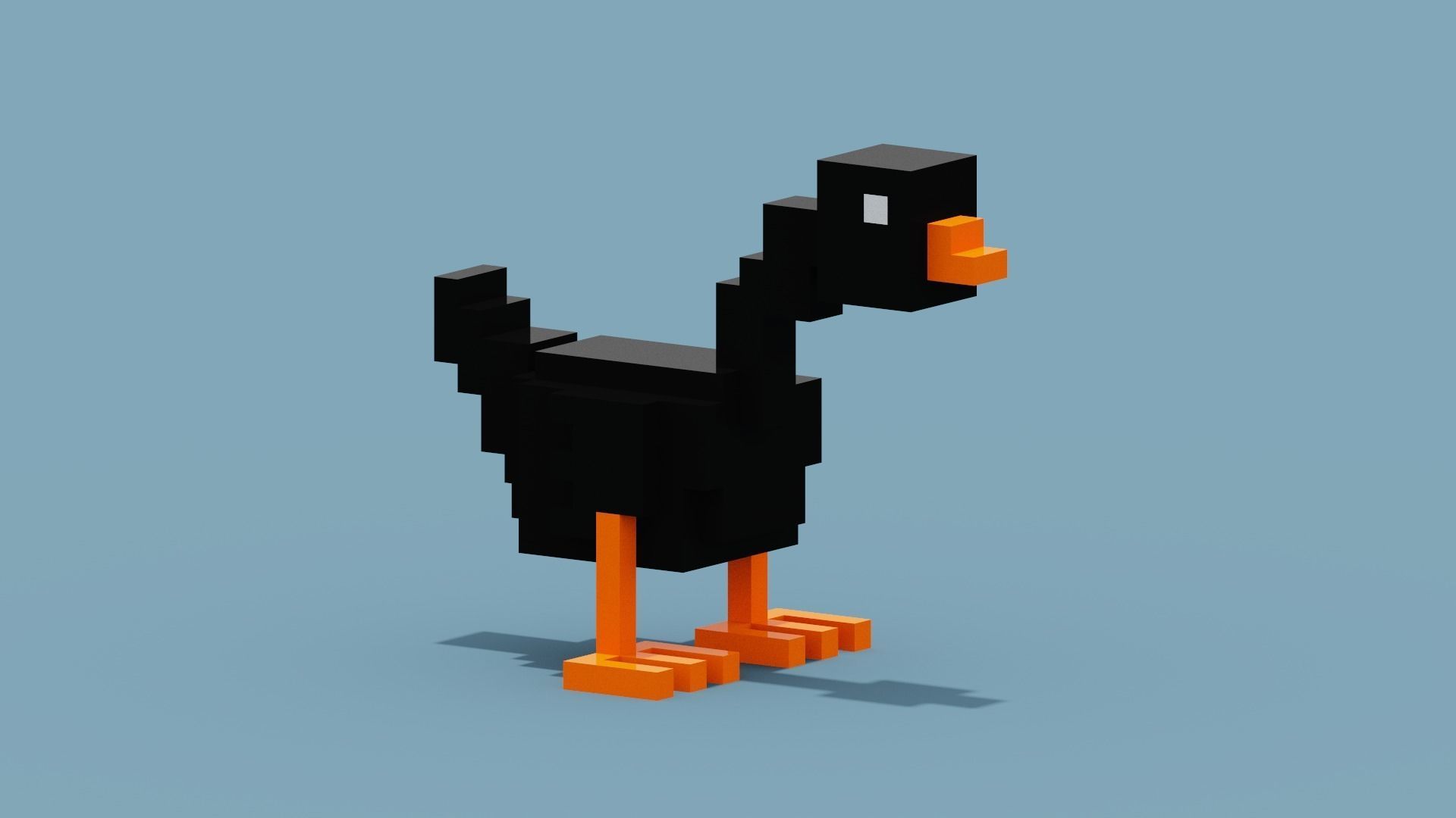Voxel Black Goose Low-poly 3D model_8
