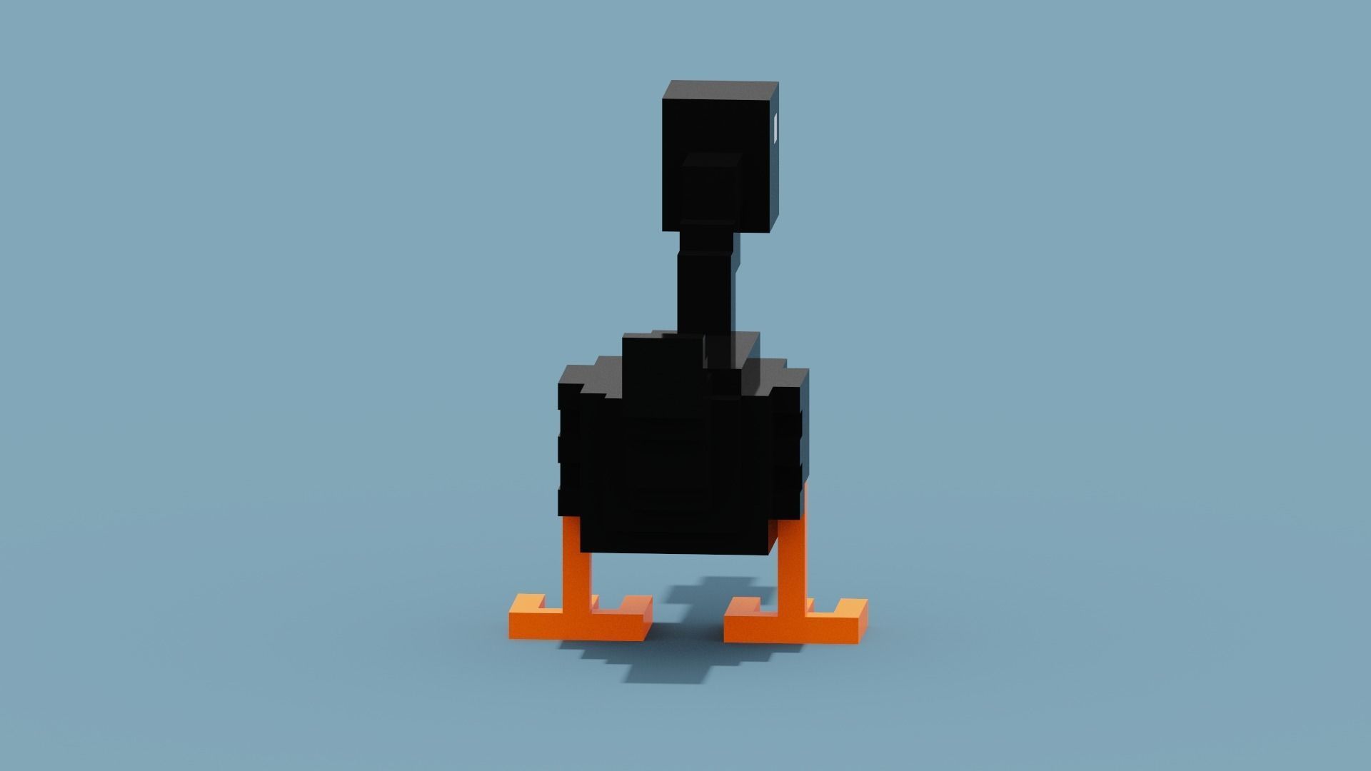 Voxel Black Goose Low-poly 3D model_4