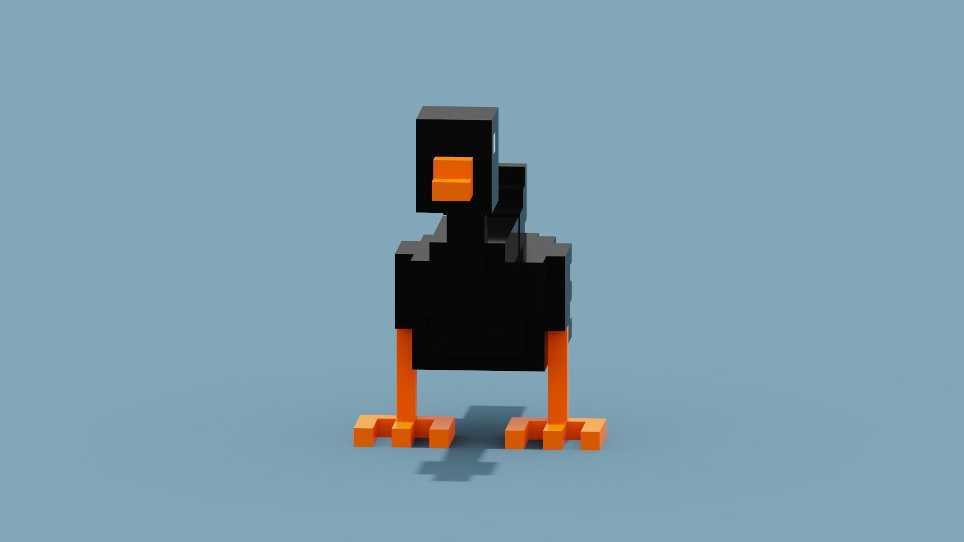 Voxel Black Goose Low-poly 3D model_10