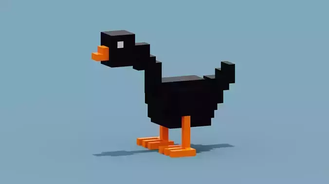 Voxel Black Goose Low-poly 3D model