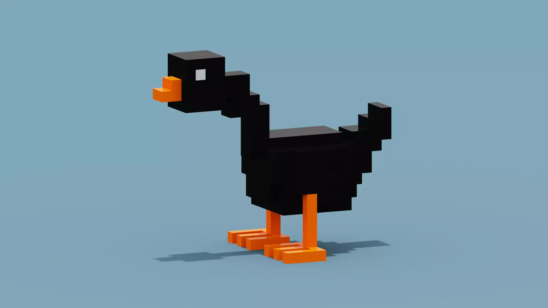 Voxel Black Goose Low-poly 3D model_0