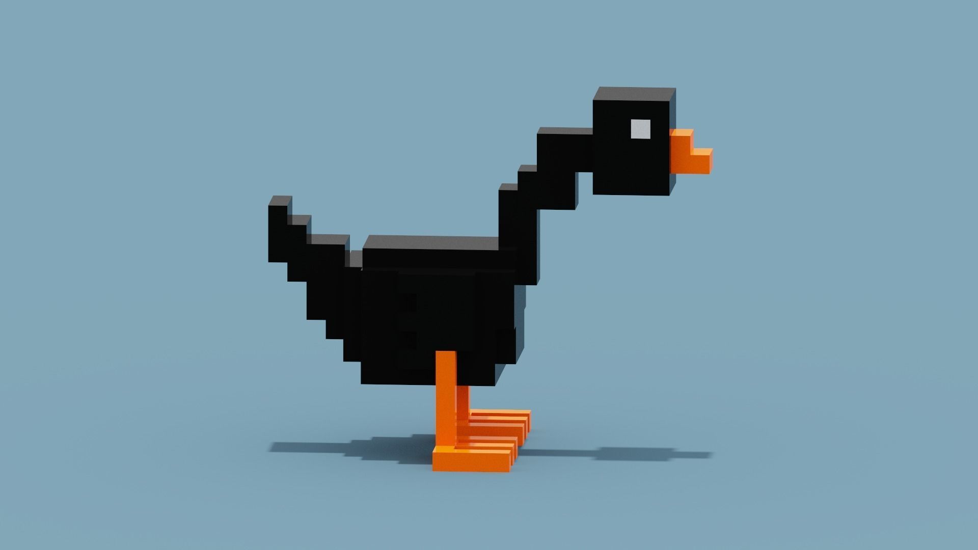 Voxel Black Goose Low-poly 3D model_7