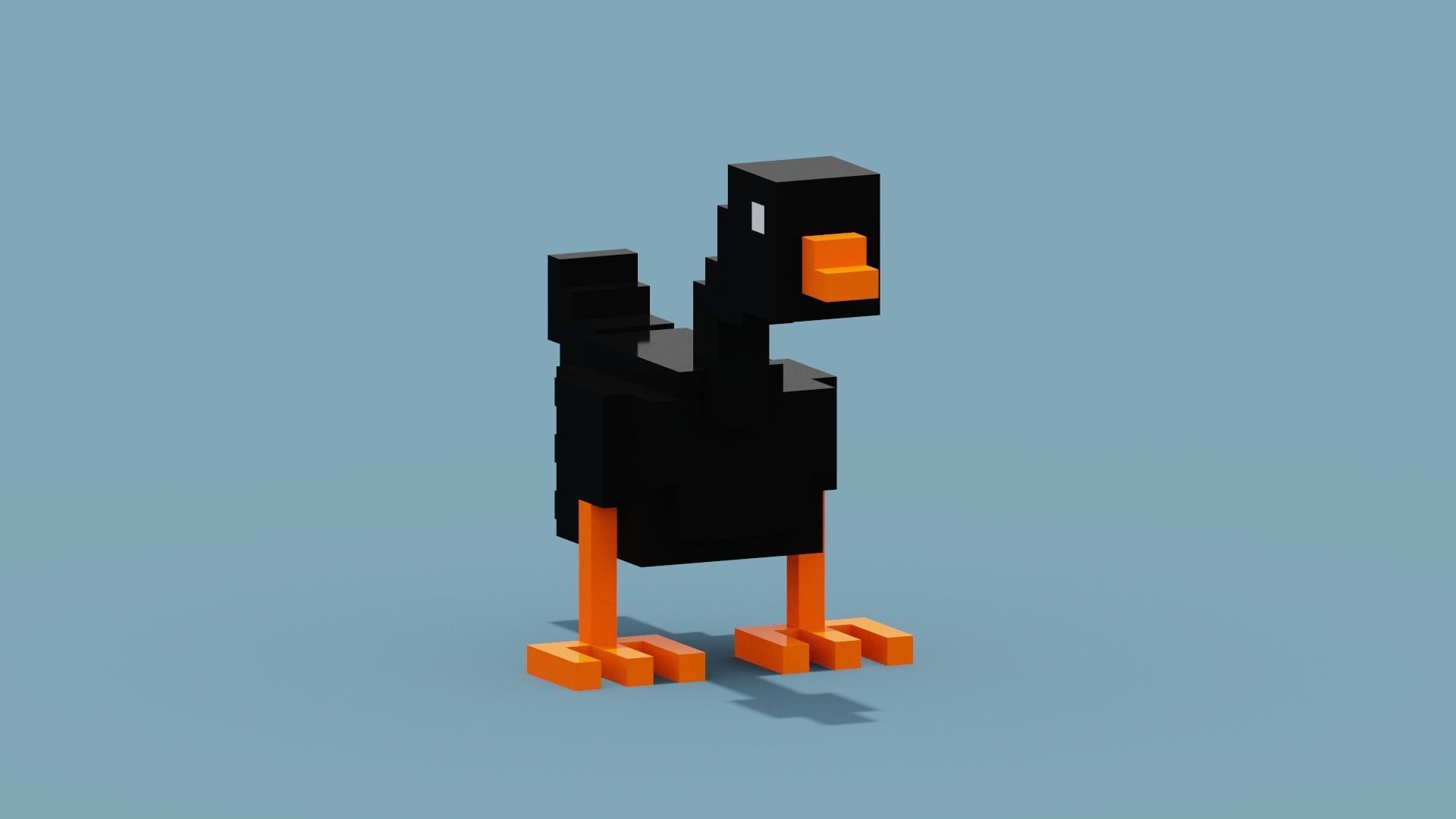 Voxel Black Goose Low-poly 3D model_9