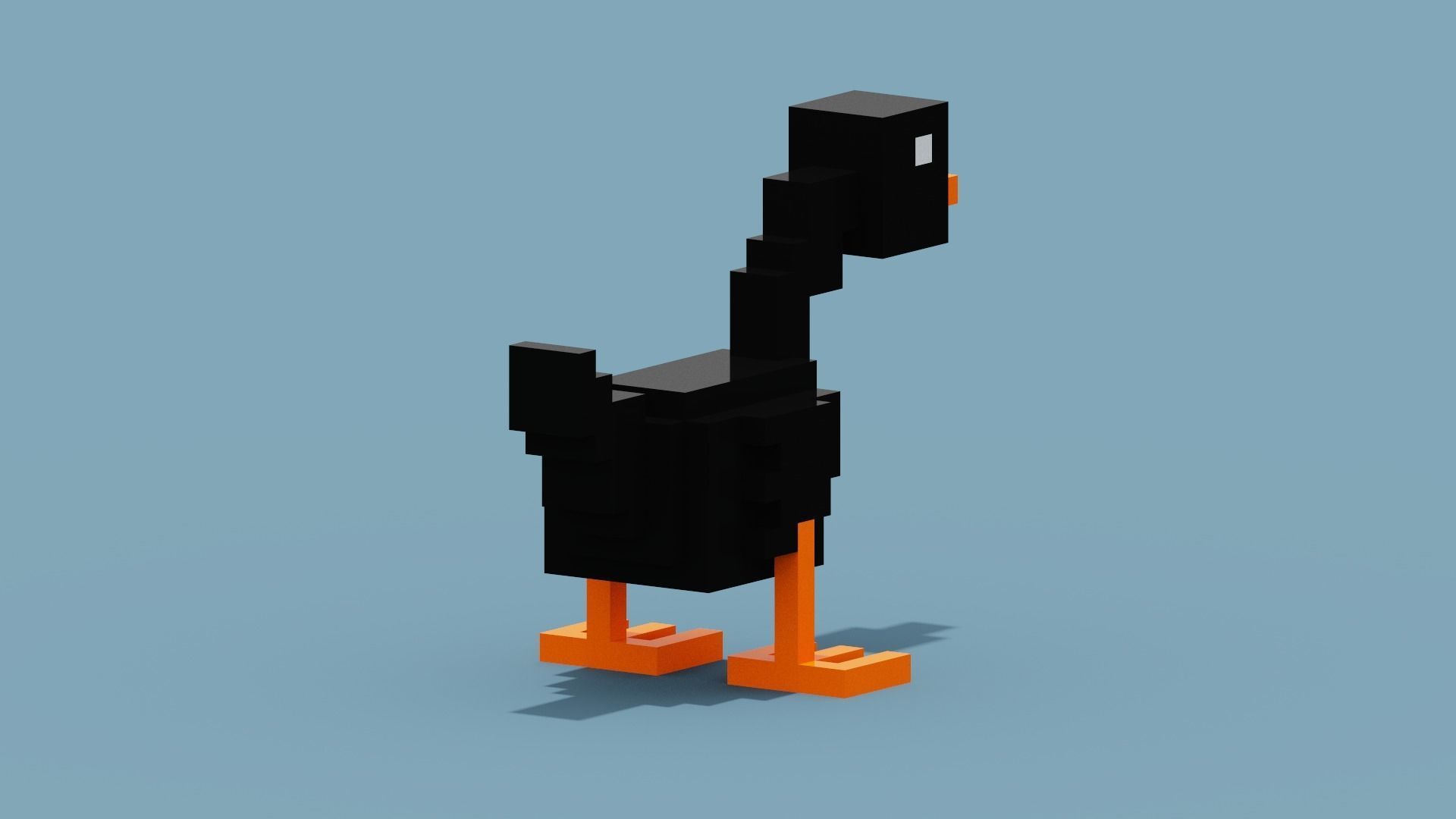Voxel Black Goose Low-poly 3D model_5