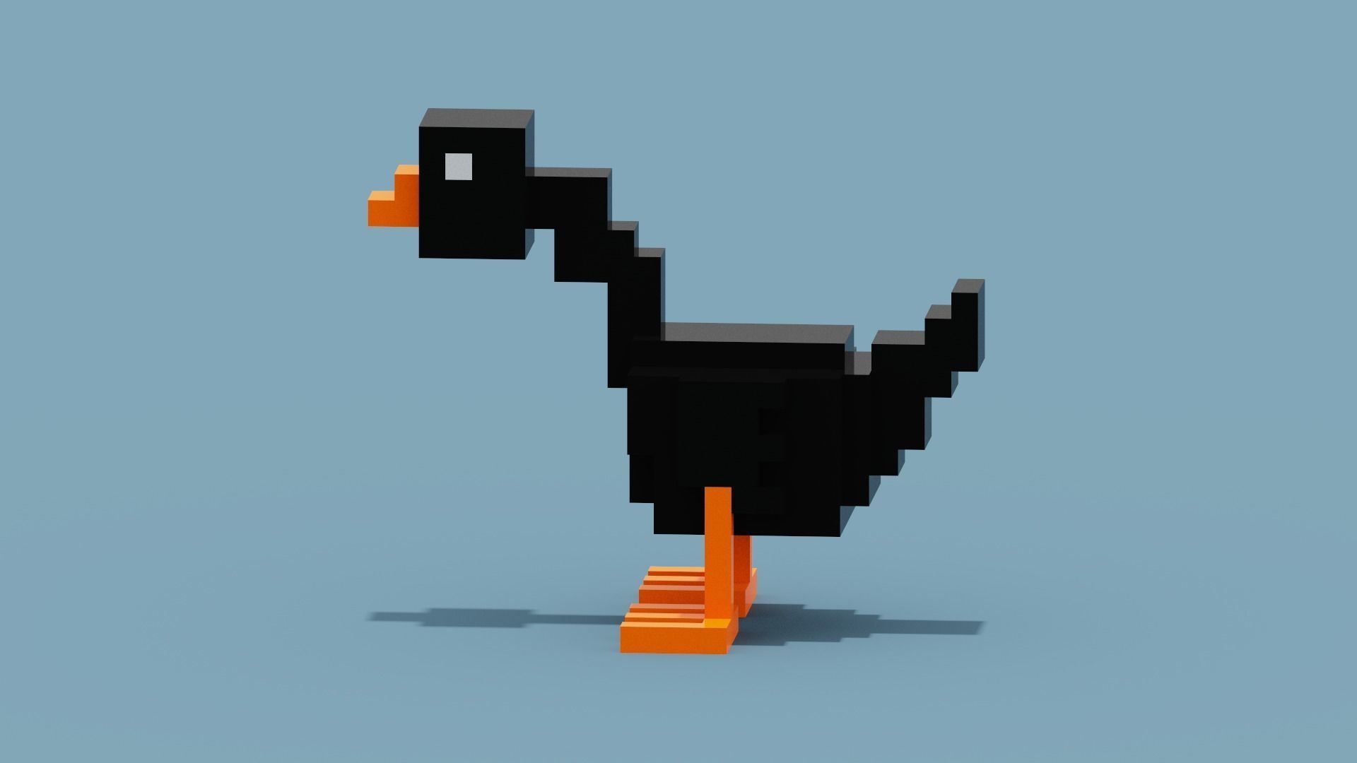 Voxel Black Goose Low-poly 3D model_1