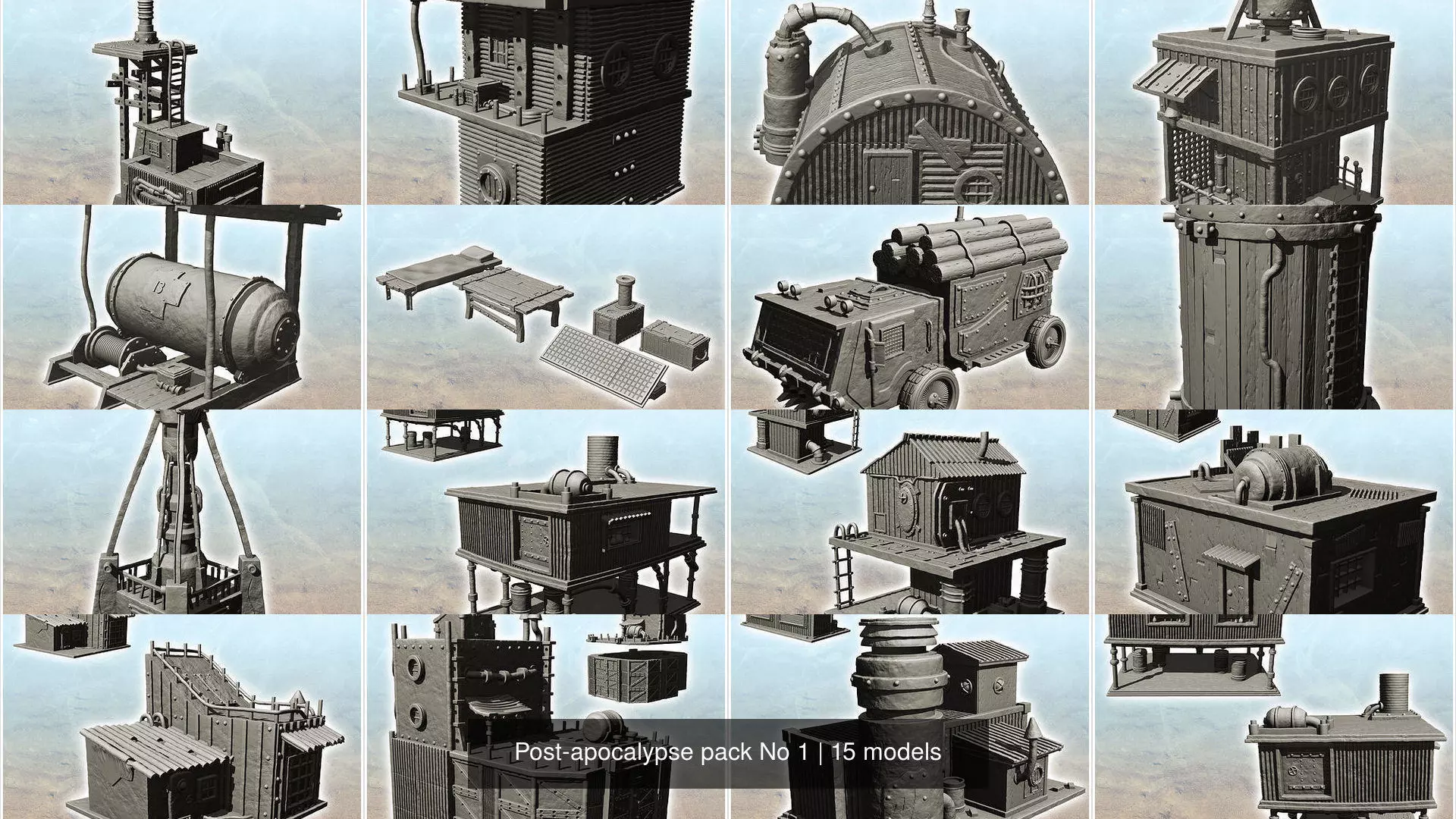 Post-apocalypse pack No 1 3D Model Collection_1