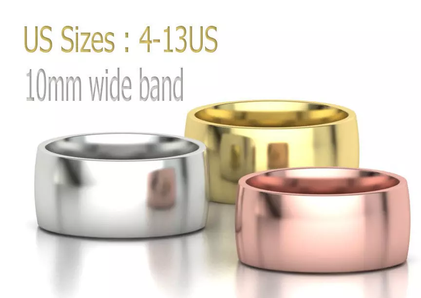 Traditional Court Wedding Band 10mm wide 4-13US sizes 3D print model