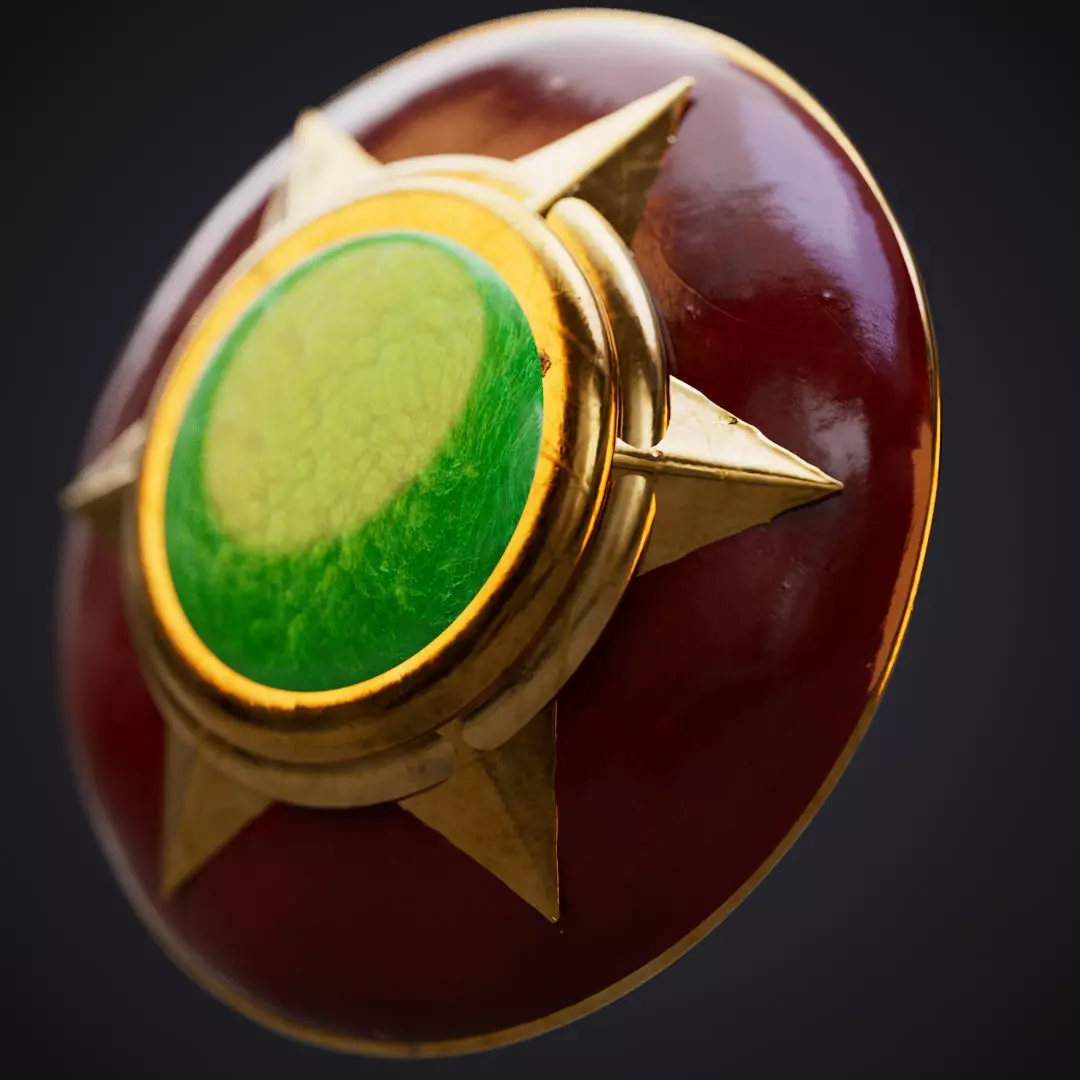 Amazon shield with magic green stone 3D model_0