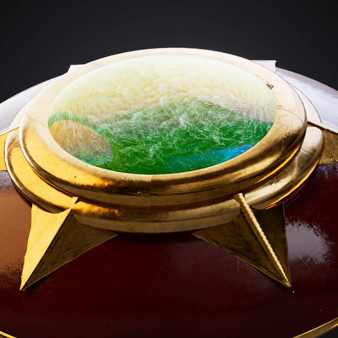 Amazon shield with magic green stone 3D model_3