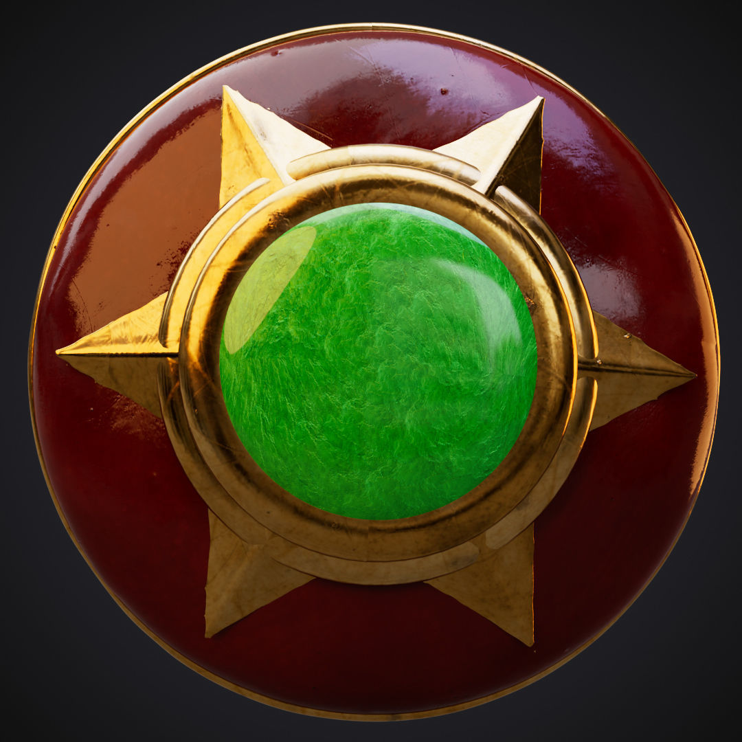 Amazon shield with magic green stone 3D model_2