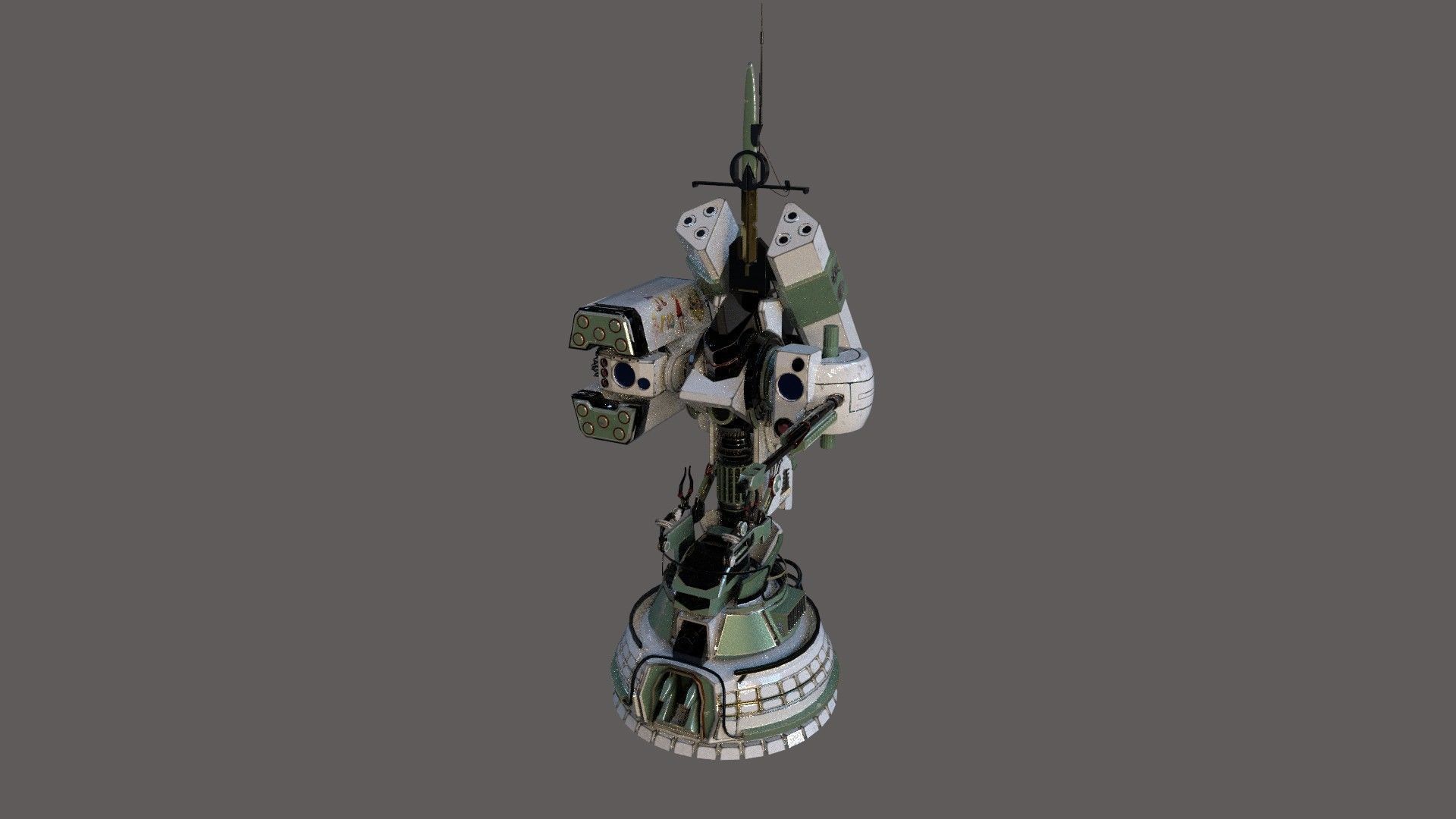 Defender Turret Low-poly 3D model_1