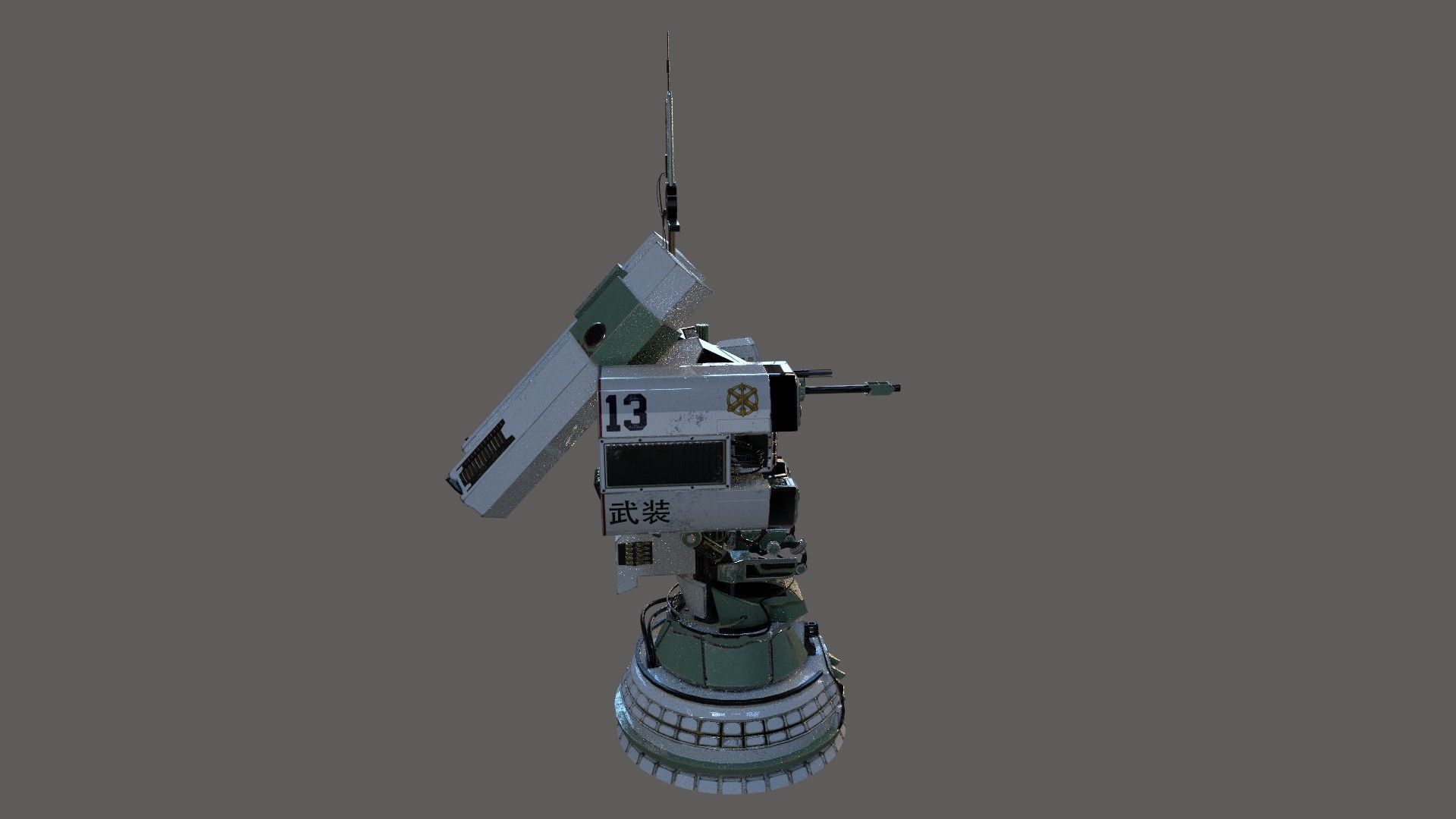 Defender Turret Low-poly 3D model_7