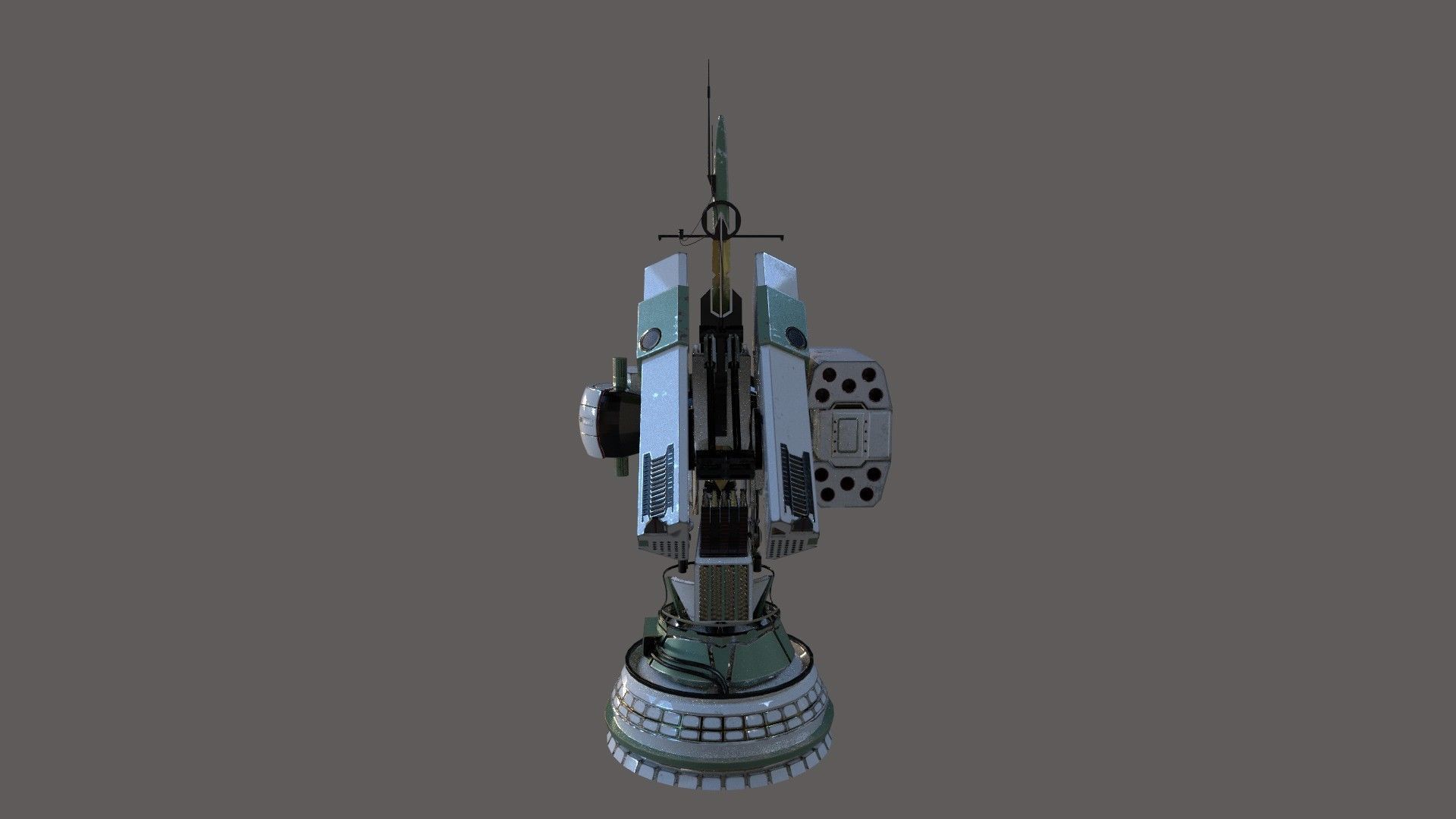 Defender Turret Low-poly 3D model_5