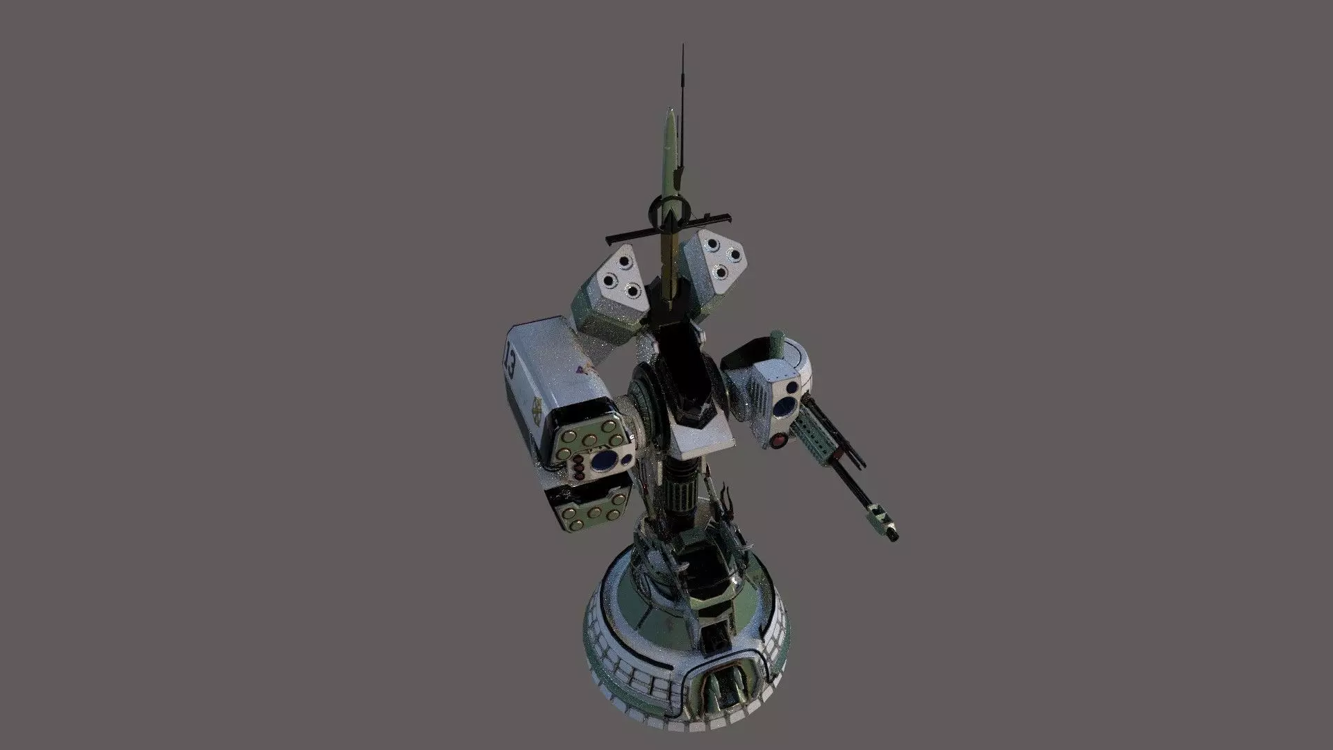 Defender Turret Low-poly 3D model_0