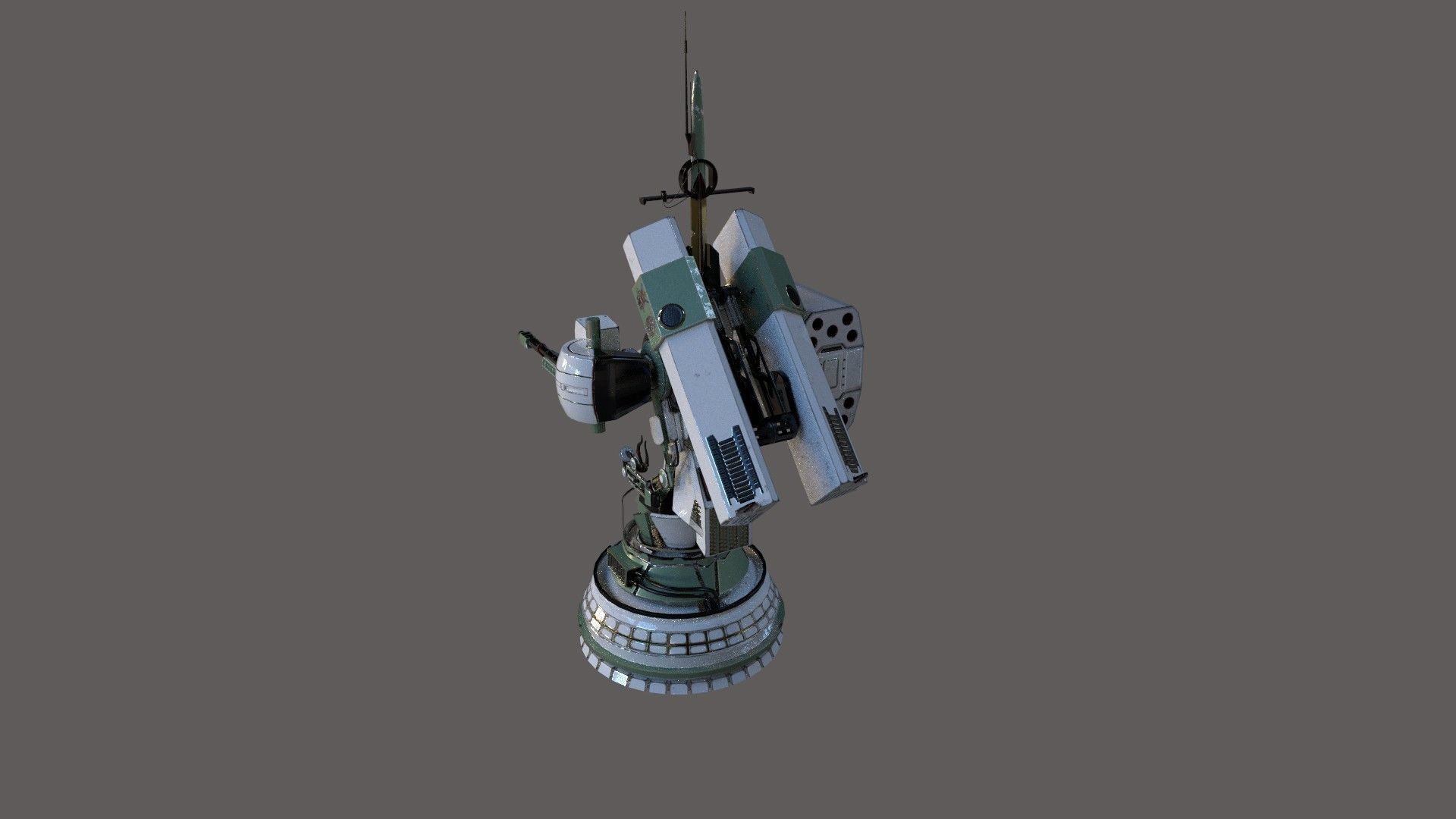 Defender Turret Low-poly 3D model_4