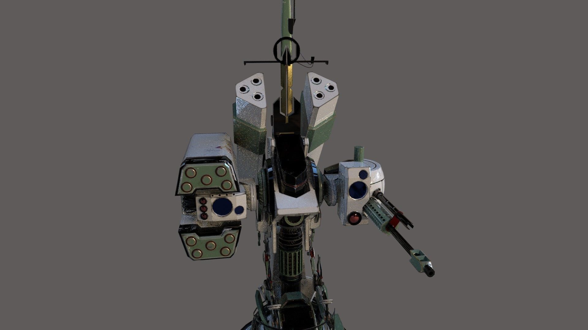 Defender Turret Low-poly 3D model_8