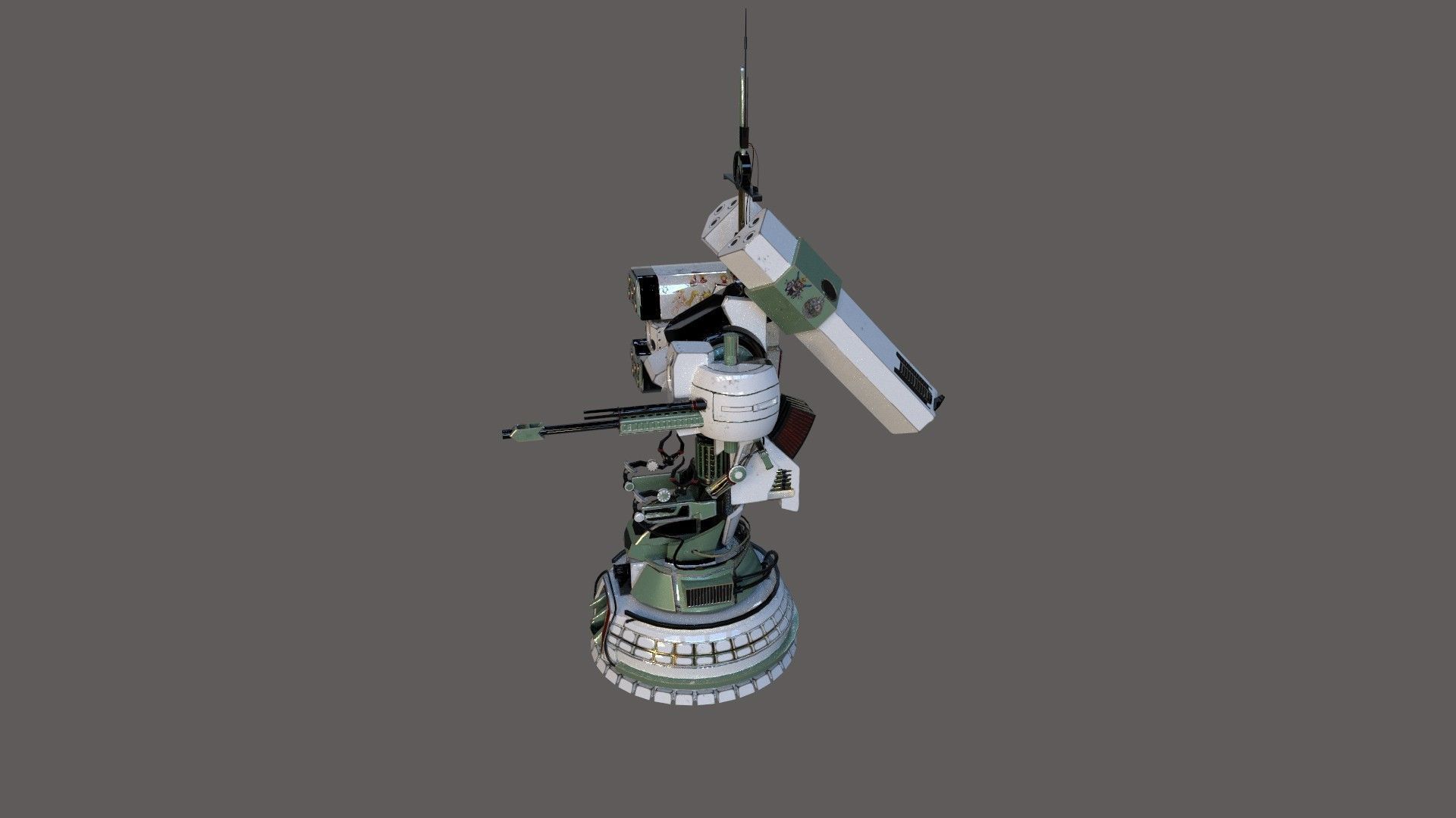 Defender Turret Low-poly 3D model_3