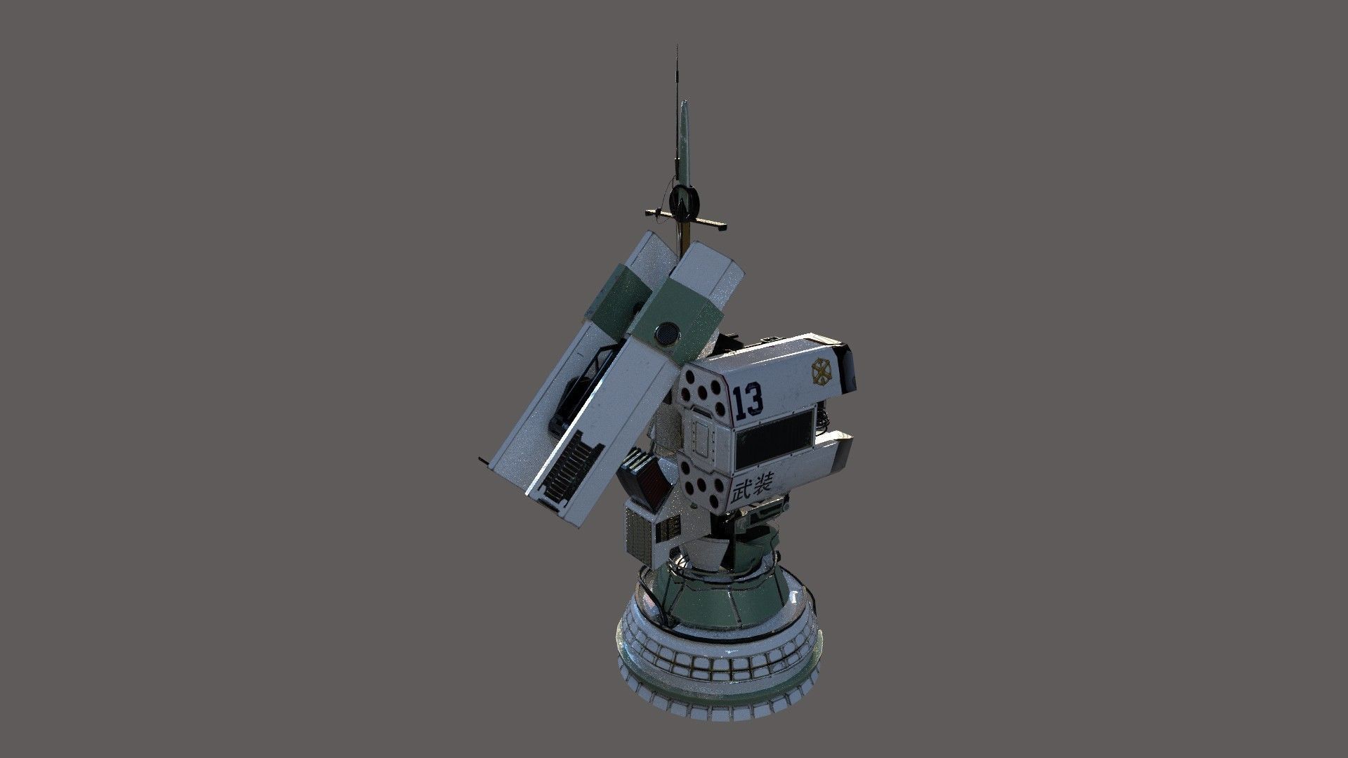 Defender Turret Low-poly 3D model_6