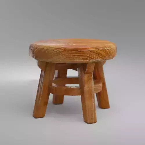 Mini Wooden Chair -  Game Ready PBR Baked Low-poly 3D model