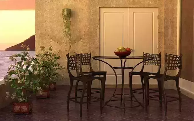 Outdoor Table And Chairs Of Black Metal