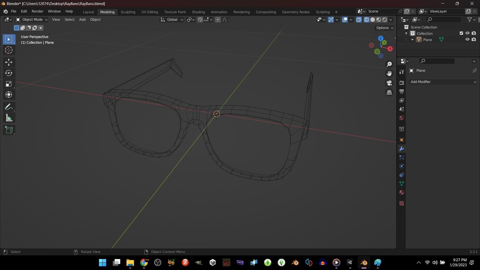 low poly ray bans Free low-poly 3D model_1